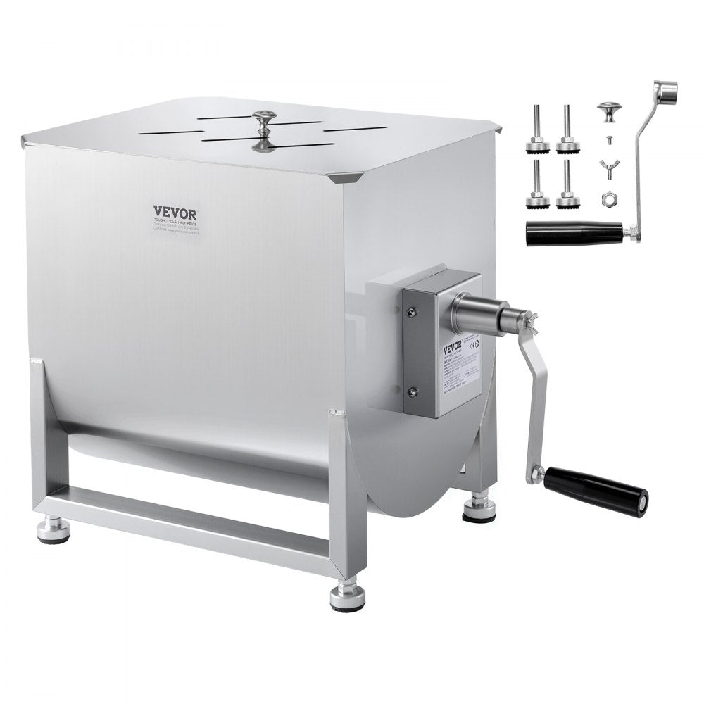VEVOR Manual Meat Mixer, 40L Fixed Tank Meat Processing Equipment(Mixing Max 80LBS for Meat), Stainless Steel Meat