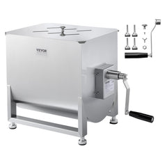 VEVOR Manual Meat Mixer, 40L Fixed Tank Meat Processing Equipment(Mixing Max 80LBS for Meat), Stainless Steel Meat