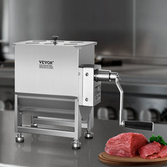 VEVOR Manual Meat Mixer, 10L Fixed Tank Meat Processing Equipment(Mixing Max 15LBS for Meat), Stainless Steel Meat