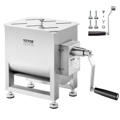 VEVOR Manual Meat Mixer, 10L Fixed Tank Meat Processing Equipment(Mixing Max 15LBS for Meat), Stainless Steel Meat