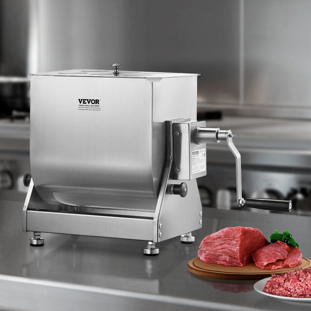 VEVOR Manual Meat Mixer, 15L Tilt Tank Meat Processing Equipment(Mixing Max 15LBS for Meat), Stainless Steel Meat