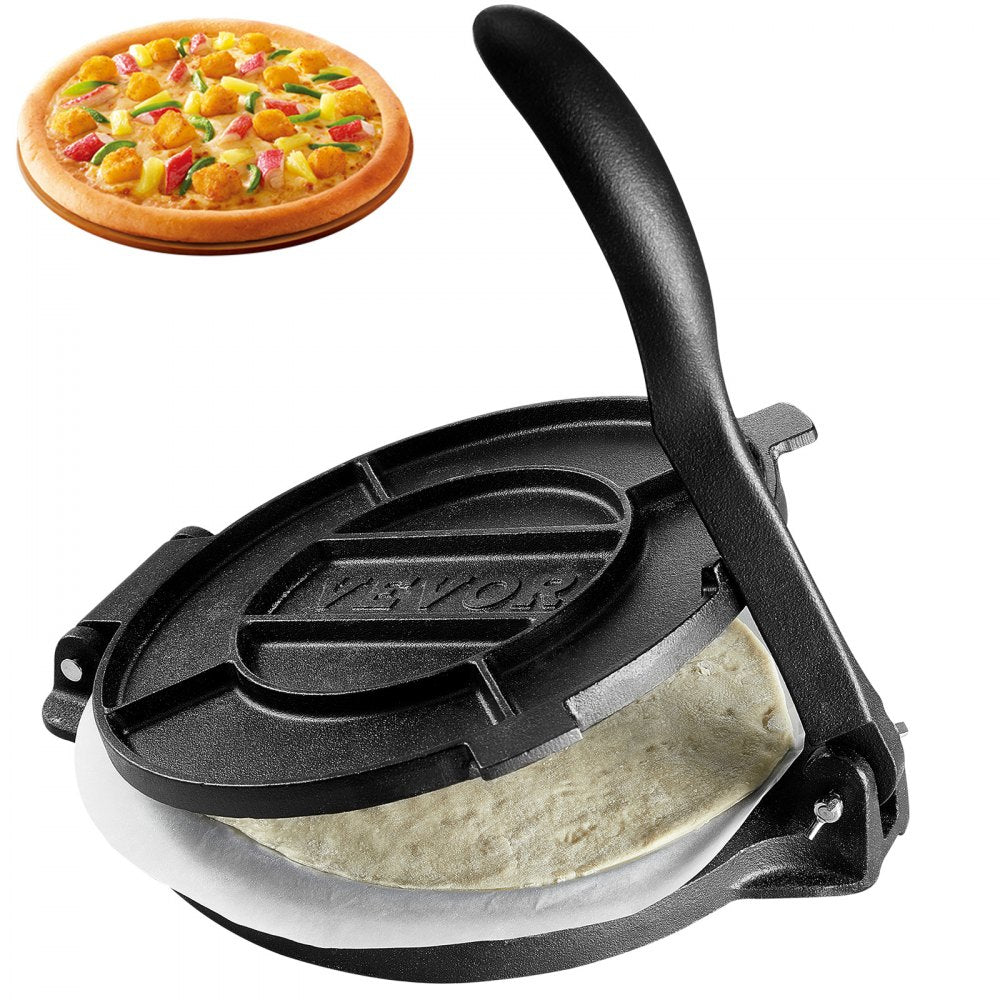VEVOR Tortilla Press, 10 Inch Tortilla and Roti Maker, Cast Iron Heavy Duty Tortilladora Press, Pre-Seasoned Pataconera