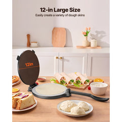 VEVOR Tortilla Press 12 In Cast Iron Roti Maker and Tortilladora Heavy Duty, Ideal for Homemade Flatbreads Kitchen