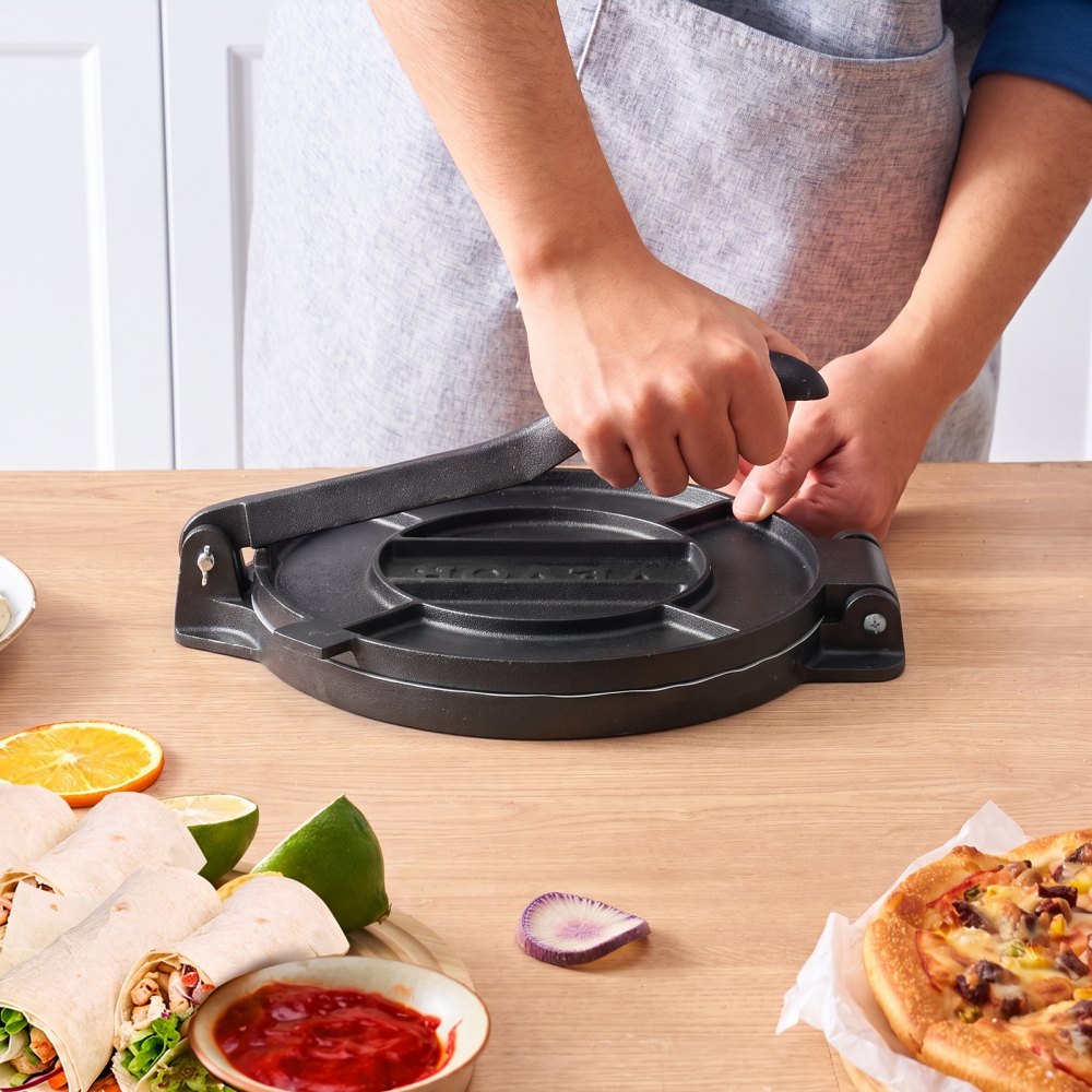VEVOR Tortilla Press 12 In Cast Iron Roti Maker and Tortilladora Heavy Duty, Ideal for Homemade Flatbreads Kitchen