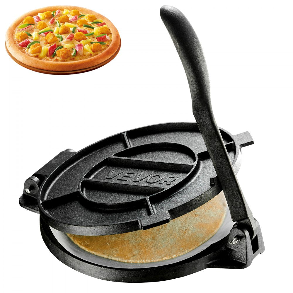 VEVOR Tortilla Press 12 In Cast Iron Roti Maker and Tortilladora Heavy Duty, Ideal for Homemade Flatbreads Kitchen