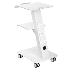 VEVOR Lab Trolley, Rolling Lab Cart with Built-in Socket, 3-Layer Metal Mobile Trolley, Tray Rolling Clinic Cart with