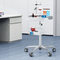 VEVOR Medical Cart, Salon Cart with Wheels, Mobile Trolley Cart 26.77"-42.91" Height Adjustable, Metal Salon Stations