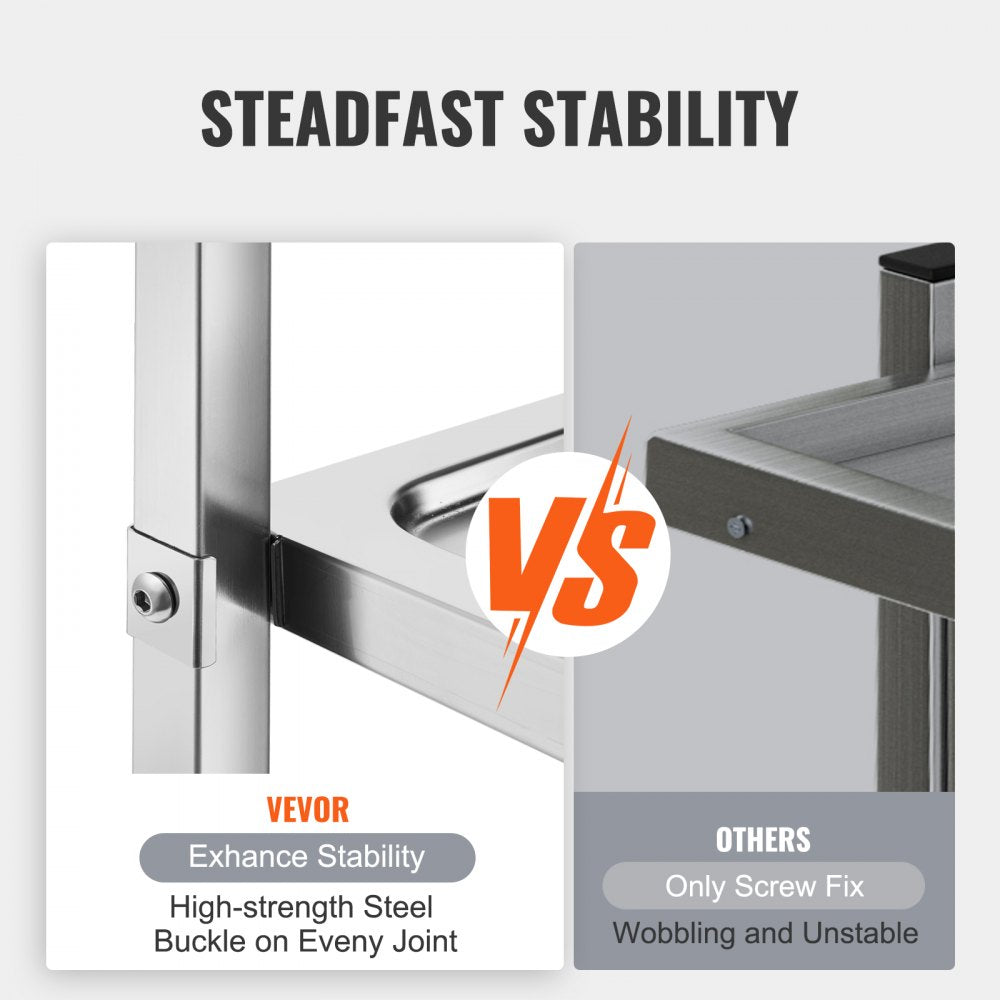 VEVOR Stainless Steel Cart, 3 Layers Lab Utility Cart 400 lbs Weight Capacity, Medical Cart with Lockable Universal