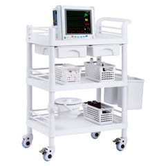 VEVOR 3 Tiers Lab Carts, Lab Utility Cart with 3 Trays & 4 Silent Wheels, Mobile Medical Cart with PP Material, Lab