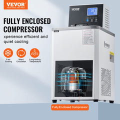 VEVOR Laboratory Chiller Circulator, 6L Chiller Lab Low Temperature Cooling Liquid, 23°F-212°F Circulator Pump Chiller