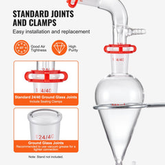 VEVOR Lab Distillation Kit, 3.3 Boro Lab Glassware Distillation Kit with 24, 40 Joint, 1000ml Essential Oil
