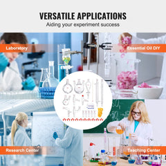 VEVOR Lab Distillation Kit, 3.3 Boro Lab Glassware Distillation Kit with 24, 40 Joint, 1000ml Essential Oil