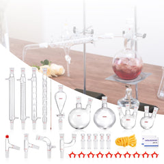 VEVOR Lab Distillation Kit, 3.3 Boro Lab Glassware Distillation Kit with 24, 40 Joint, 1000ml Essential Oil
