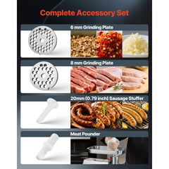 VEVOR Commercial Electric Meat Grinder, 7 lbs/min Capacity, #12 Industrial Meat Mincer with 2 Stainless Steel Blades, 2