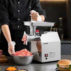 VEVOR Commercial Electric Meat Grinder, 7 lbs/min Capacity, #12 Industrial Meat Mincer with 2 Stainless Steel Blades, 2