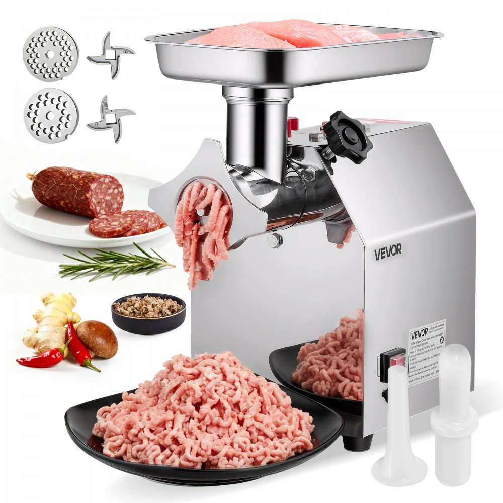 VEVOR Commercial Electric Meat Grinder, 7 lbs/min Capacity, #12 Industrial Meat Mincer with 2 Stainless Steel Blades, 2