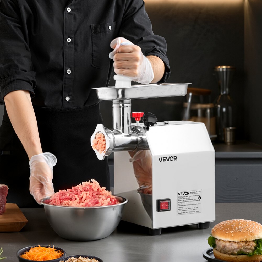 VEVOR Commercial Electric Meat Grinder, 5 lbs/min Capacity, #8 Industrial Meat Mincer with 2 Stainless Steel Blades, 2
