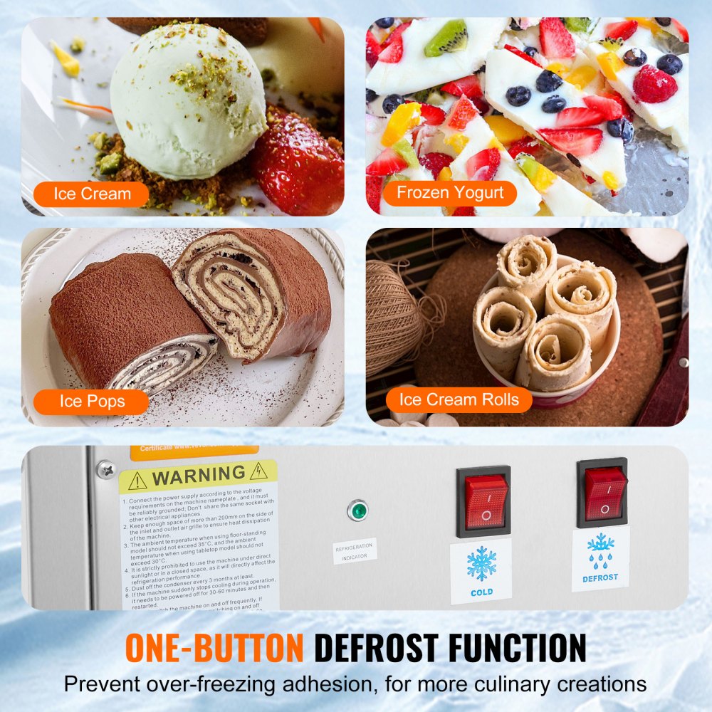 VEVOR Fried Ice Cream Roll Machine, 11" x 9.5" Stir-Fried Ice Cream Pan, Stainless Steel Rolled Ice Cream Maker with