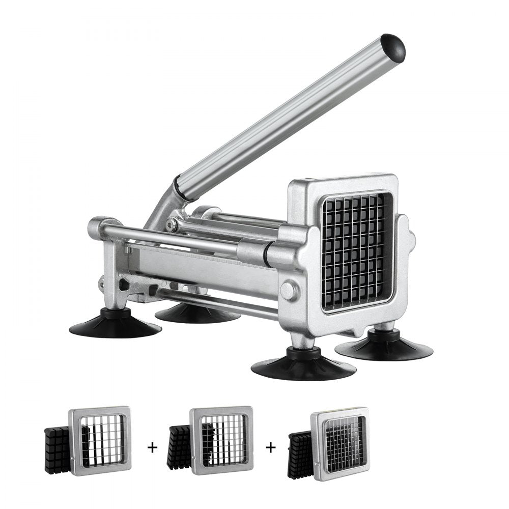 VEVOR French Fry Cutter, Potato Slicer with 1/2" 3/8" 1/4" Stainless Steel Blades, Manual Potato Cutter Chopper with