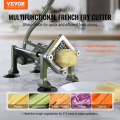 VEVOR French Fry Cutter, Potato Slicer with 1/2" 3/8" 1/4" Stainless Steel Blades, Manual Potato Cutter Chopper with
