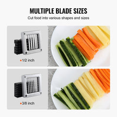 VEVOR French Fry Cutter, Potato Slicer with 1/2-Inch and 3/8-Inch Stainless Steel Blades, Manual Potato Cutter Chopper