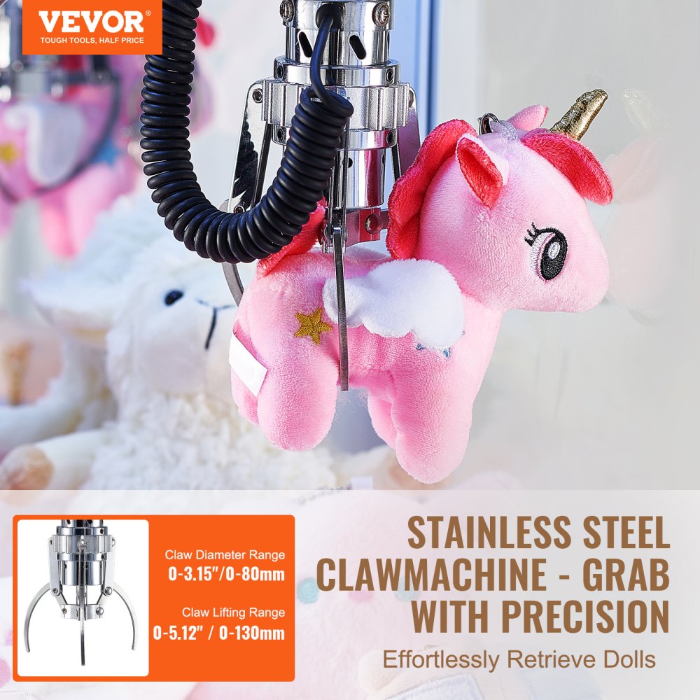 VEVOR Claw Machine, 0-3" Jaw Diameter 0-5" Jaw lifting, Crane Prize Grabber Commercial Arcade Game Toys, Cool Fun