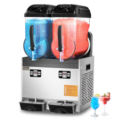VEVOR Commercial Slushy Machine, 12Lx2 Double Tank Frozen Drink Machine, 96 Cups Stainless Steel Margarita Smoothie