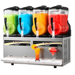 VEVOR Slushie Machine, 12L/3.17Gal x 4 Tank Commercial Slushy Maker, Frozen Drink Maker with Self-Cleaning, Margarita
