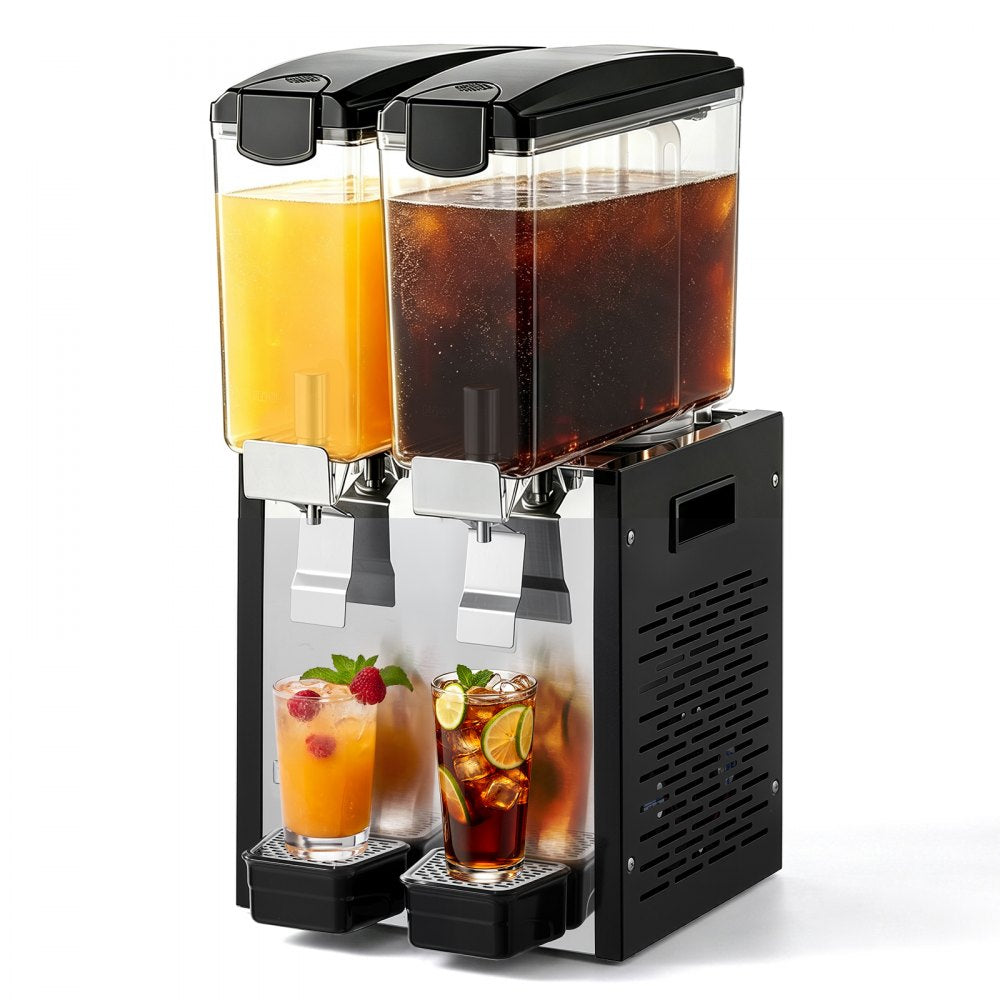 VEVOR Commercial Beverage Dispenser 2 Tanks 10 L / 10.6 QT Per Tank, Stainless Steel Juice Dispenser, Ice Tea Drink