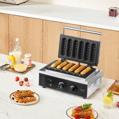 VEVOR Commercial Waffle Stick Maker, 6PCS 1500W Waffle Baker Machine, Non-Stick Stainless Steel Corn Hot Dog Waffle