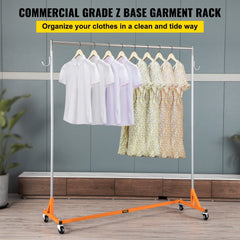 VEVOR Z Rack, Industrial Grade Z Base Garment Rack, Rolling Z Garment Rack, Sturdy Steel Z Base Clothing Rack with