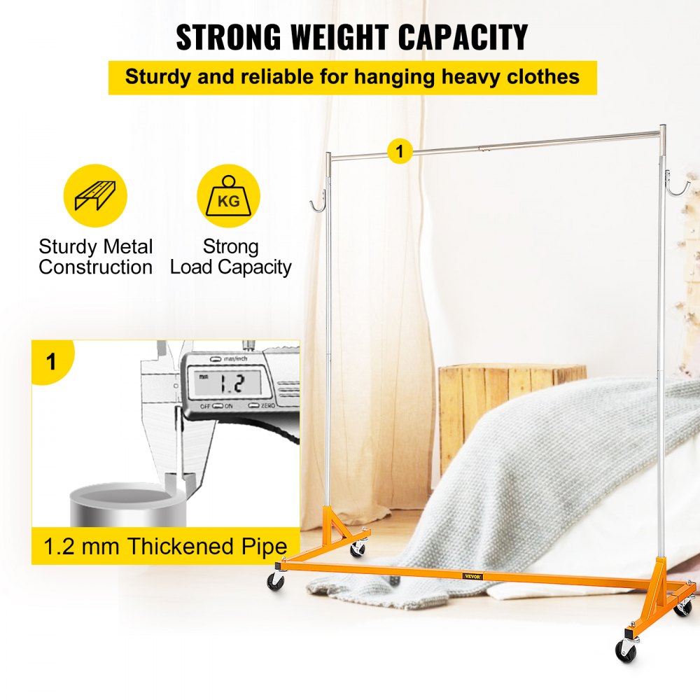 VEVOR Z Rack, Industrial Grade Z Base Garment Rack, Rolling Z Garment Rack, Sturdy Steel Z Base Clothing Rack with