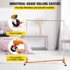 VEVOR Z Rack, Industrial Grade Z Base Garment Rack, Rolling Z Garment Rack, Sturdy Steel Z Base Clothing Rack with