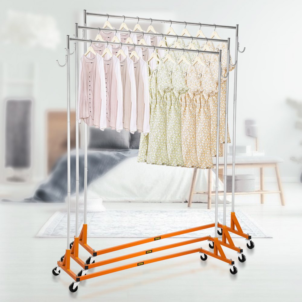 VEVOR Z Rack, Industrial Grade Z Base Garment Rack, Height Adjustable Rolling Z Garment Rack, Sturdy Steel Z Base