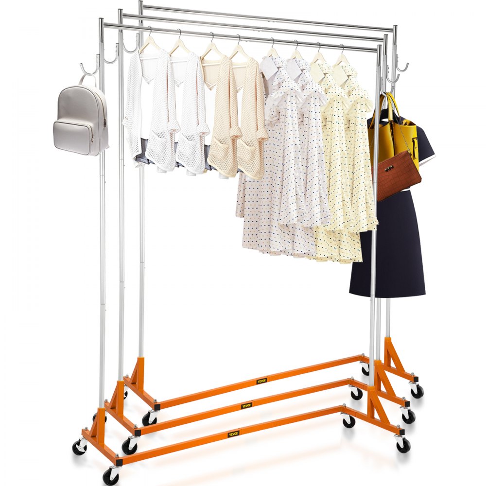 VEVOR Z Rack, Industrial Grade Z Base Garment Rack, Height Adjustable Rolling Z Garment Rack, Sturdy Steel Z Base