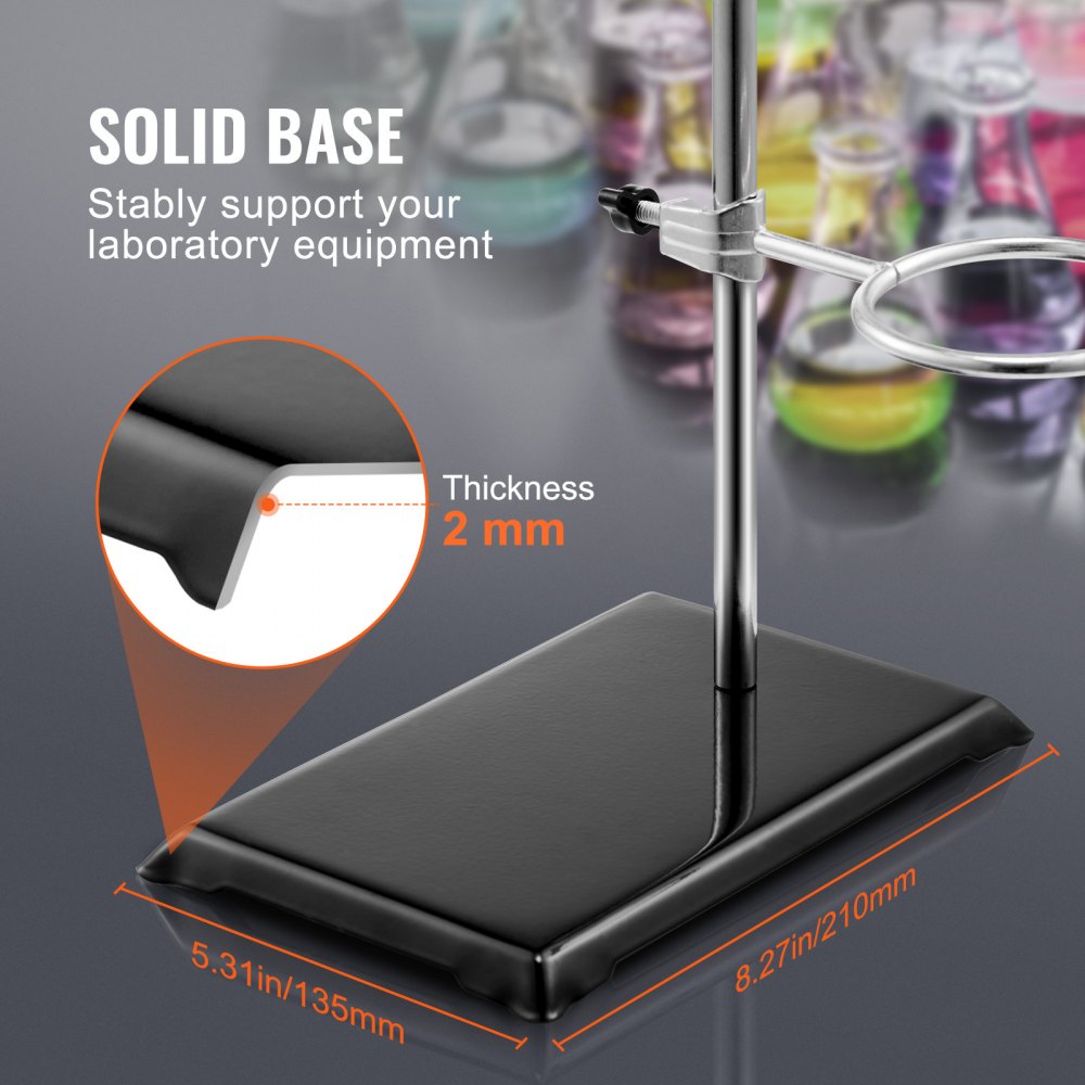 VEVOR Lab Stand Support, Laboratory Retort Support Stand 2 Sets, Steel Lab Stand 23.6" Rod and 8.3" x 5.3" Cast Iron