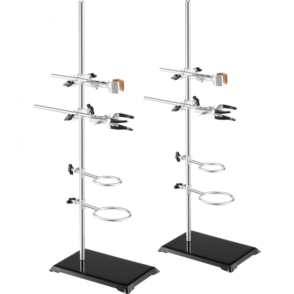 VEVOR Lab Stand Support, Laboratory Retort Support Stand 2 Sets, Steel Lab Stand 23.6" Rod and 8.3" x 5.3" Cast Iron