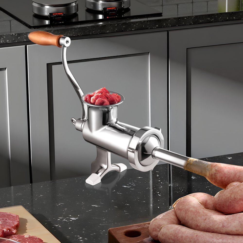 VEVOR Manual Meat Grinder, 304 Stainless Steel Hand Meat Grinder with Steel Table Clamp, Meat Mincer Sausage Maker with