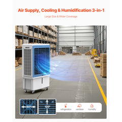 VEVOR Evaporative Air Cooler, 4129 CFM with 12.7 Gallon Water Tank Swamp Cooler, Portable Cooling Fan with Remote
