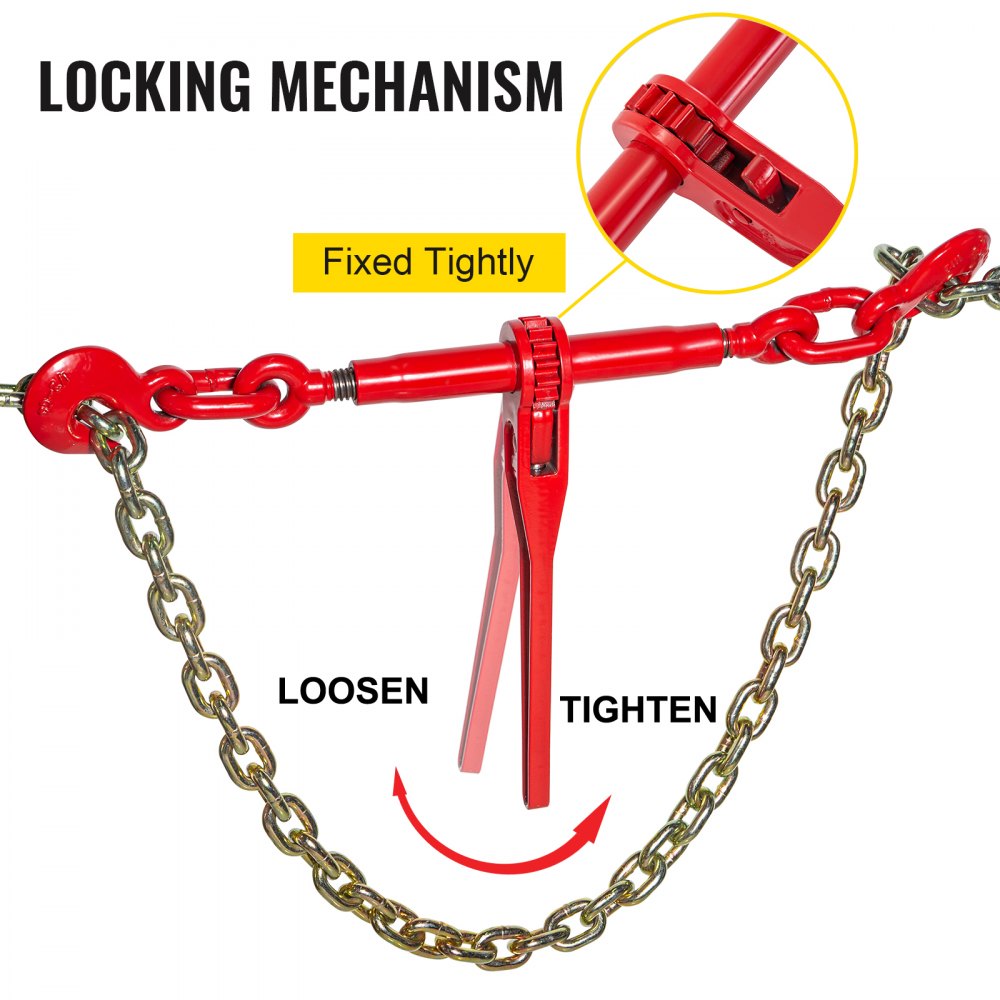 VEVOR 9215LBS 3/8" - 1/2" Ratchet Binders 9,215 LBS Secure Working Load, G70 Hooks and Adjustable Length, for Grade