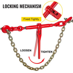 VEVOR 9215LBS 3/8" - 1/2" Ratchet Binders 9,215 LBS Secure Working Load, G70 Hooks and Adjustable Length, for Grade