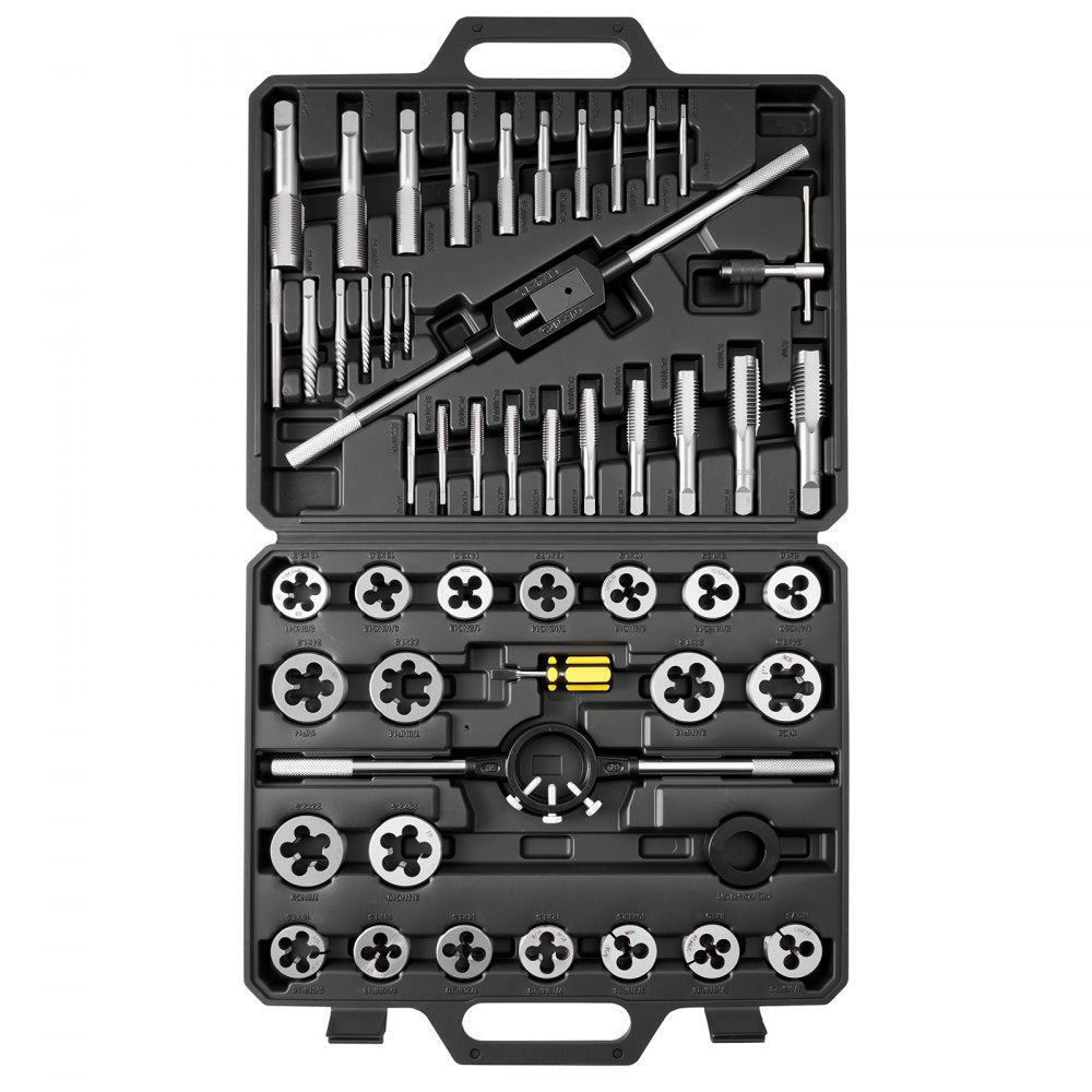 VEVOR Tap and Die Set, 51-Piece Metric Sizes M6 to M24, with Coarse and Fine Thread Taps and Dies, Wrench, Carrying