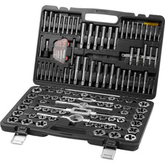 VEVOR Tap and Die Set, 116-Piece Include Metric and SAE Size, Bearing Steel Taps and Dies, Essential Threading Tool for