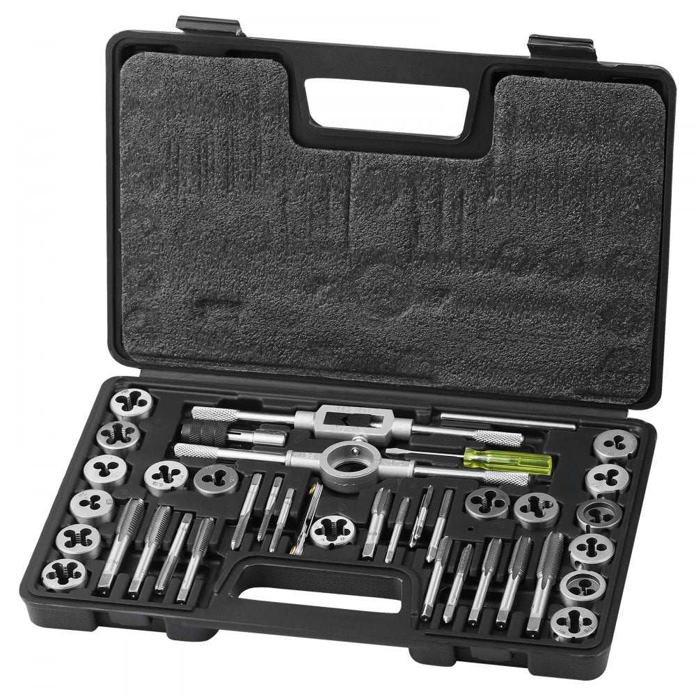 VEVOR Tap and Die Set, 40-Piece Include Metric Size M3 to M12, Bearing Steel Taps and Dies, Essential Threading Tool