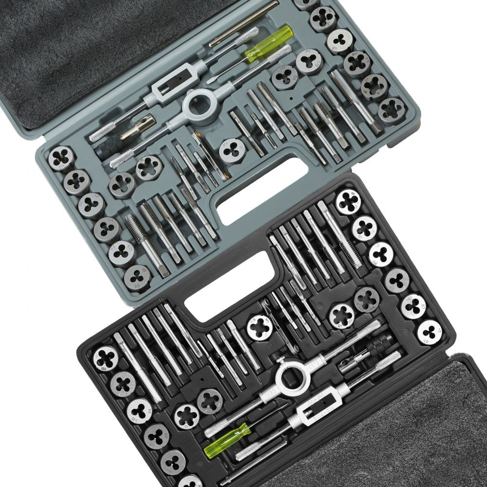 VEVOR Tap and Die Set, 80-Piece Metric and SAE Standard, Bearing Steel Taps and Dies, Essential Threading Tool for