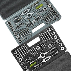 VEVOR Tap and Die Set, 80-Piece Metric and SAE Standard, Bearing Steel Taps and Dies, Essential Threading Tool for