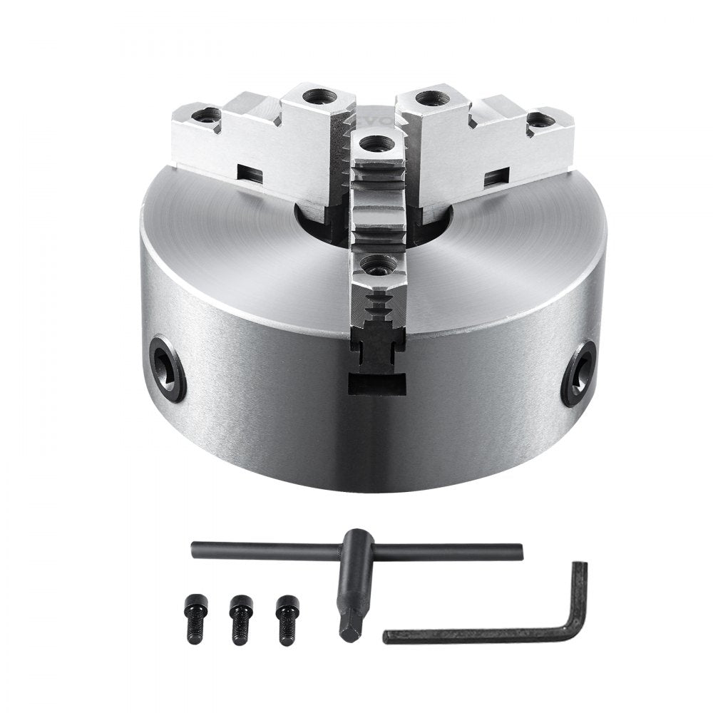 VEVOR 3-Jaw Lathe Chuck, 10'', Self-Centering Lathe Chuck, 0.24-9.84 in/6-250 mm Clamping Range with T-key Fixing