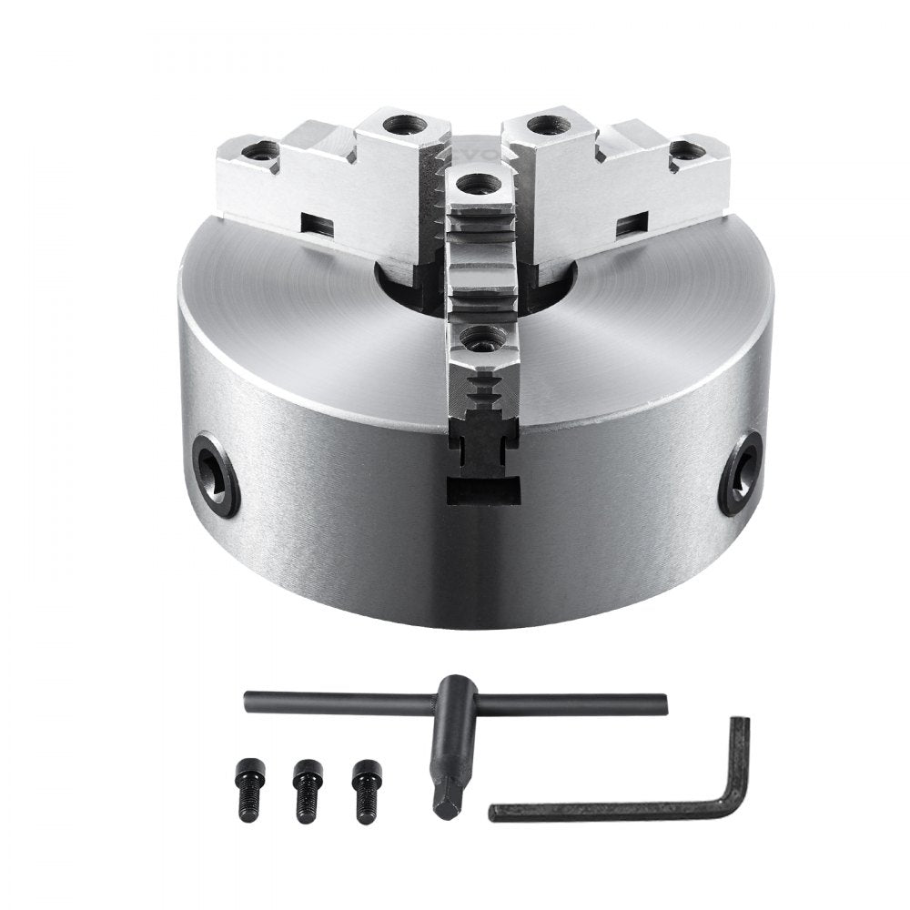 VEVOR 3-Jaw Lathe Chuck, 8'', Self-Centering Lathe Chuck, 0.16-8 in/4-200 mm Clamping Range with T-key Fixing Screws