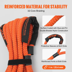 VEVOR 1" x 30' Kinetic Recovery Tow Rope 38,000 lbs, Heavy-Duty Off Road Snatch Strap, Extreme Duty 30% Elasticity