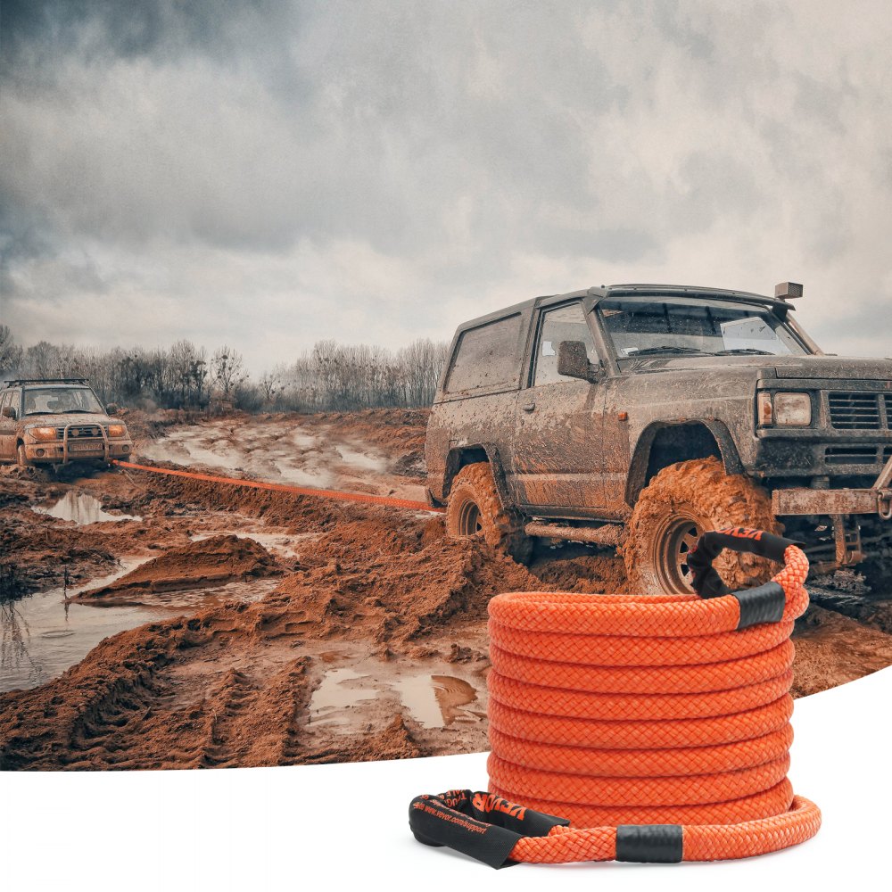 VEVOR 1" x 30' Kinetic Recovery Tow Rope 38,000 lbs, Heavy-Duty Off Road Snatch Strap, Extreme Duty 30% Elasticity